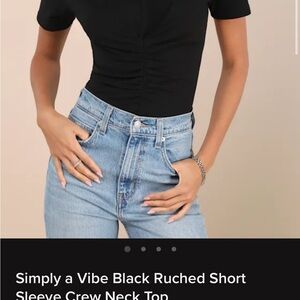 Lulu's Black Ruched Crew Neck Top
